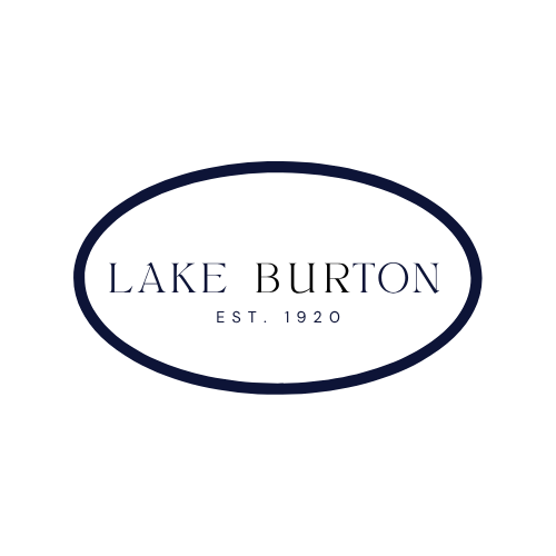 Clasic navy and white 1920 Lake Burton logo