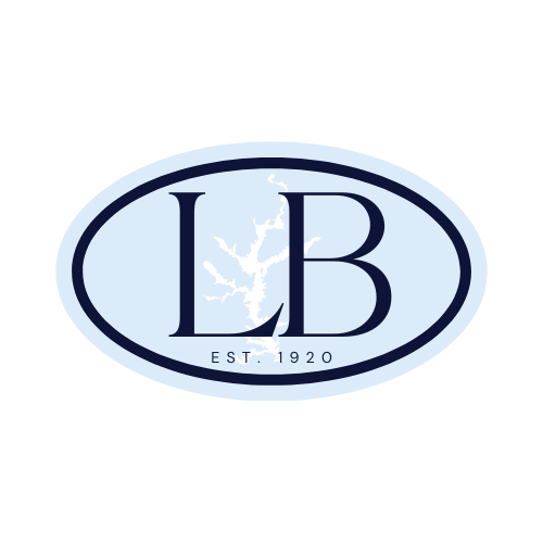 Lake Burton classic monogram LB logo sticker with the lake